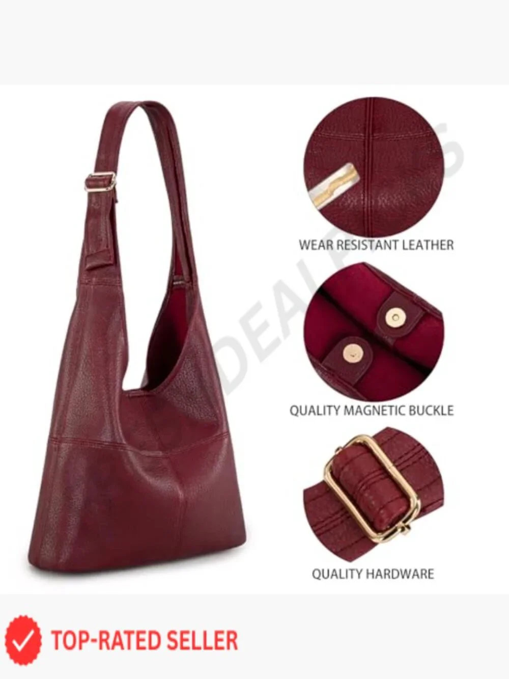 Hobo Bag for Women Ultra Soft Foldable Shoulder Slouchy Handbag with Cosmetic